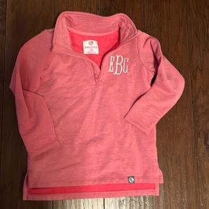 Marley Lily kids quarter zip pullover. Monogrammed EBC